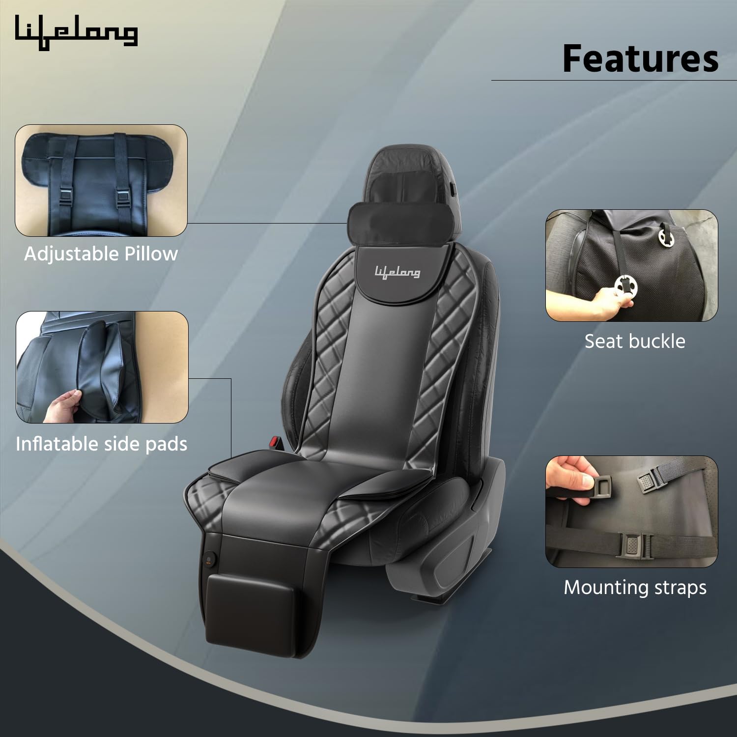 Lifelong Car Seat Massager Chair for Full Body Pain Relief with Infrared Heat Therapy, Body Massager Chair with Shiatsu, Kneading and Vibration Back Massager Machine for Pain Relief Lifelong Car Seat Massager Chair for Full Body Pain Relief with Infrared Heat Therapy, Body Massager Chair with Shiatsu, Kneading and Vibration Back Massager Machine for Pain Relief