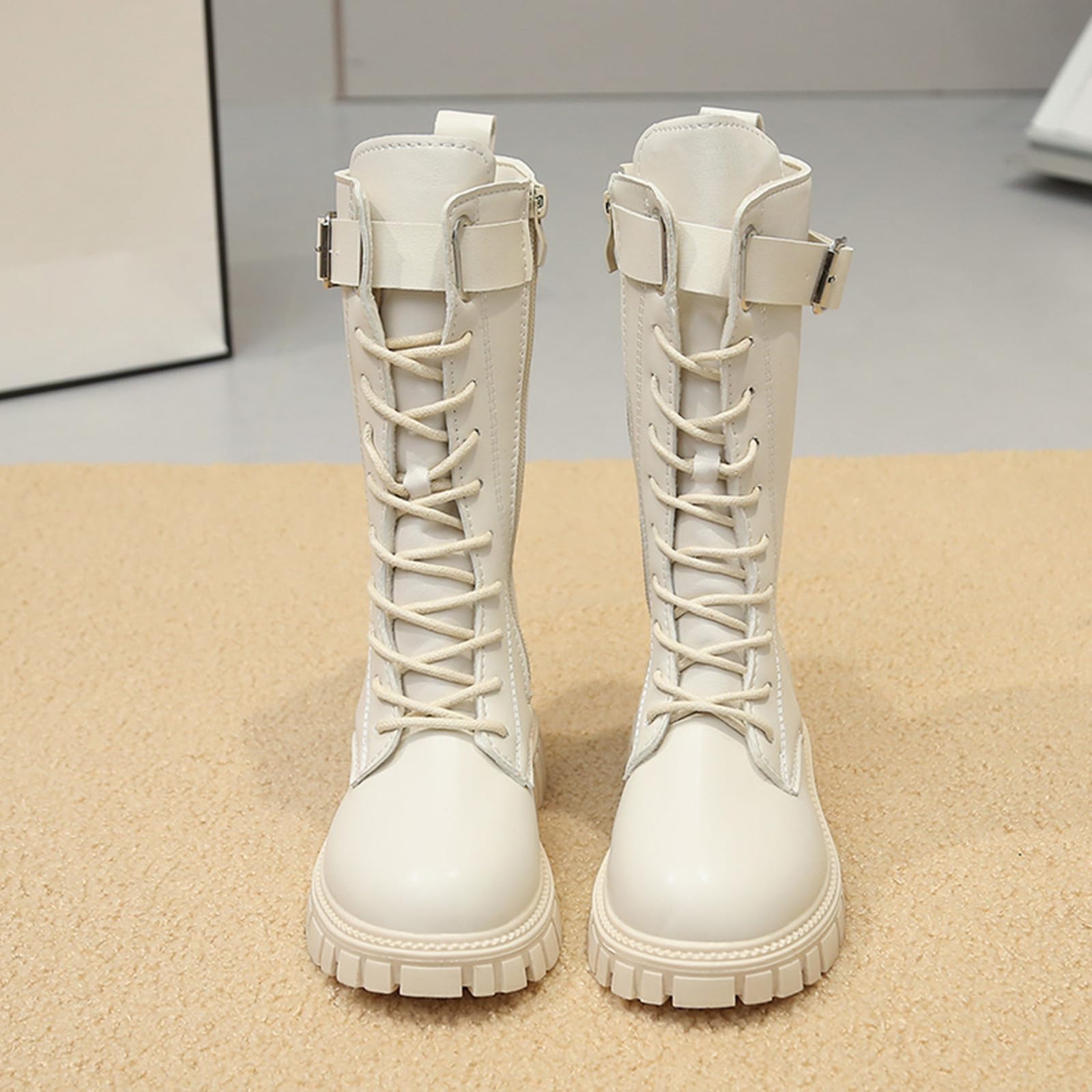 Generico Stivali Bambina Invernali Alti,Scarpe Sportive per Bambini E Bambine alla Moda con Suola Spessa E Piatta Antiscivolo Facili da Indossare con Tomaia in Pu Stivali Comodi