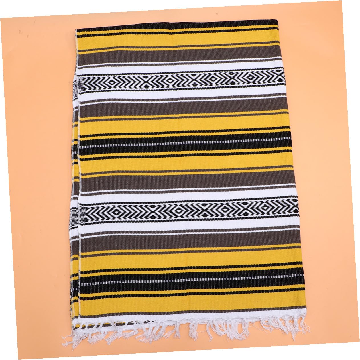 Coperta Messicana Intrecciata per Yoga e Divano in Poliestere e Cotone, Spessa e Vibrante, per Soggiorno e Ufficio, Coperta Multifunzionale Color Giallo