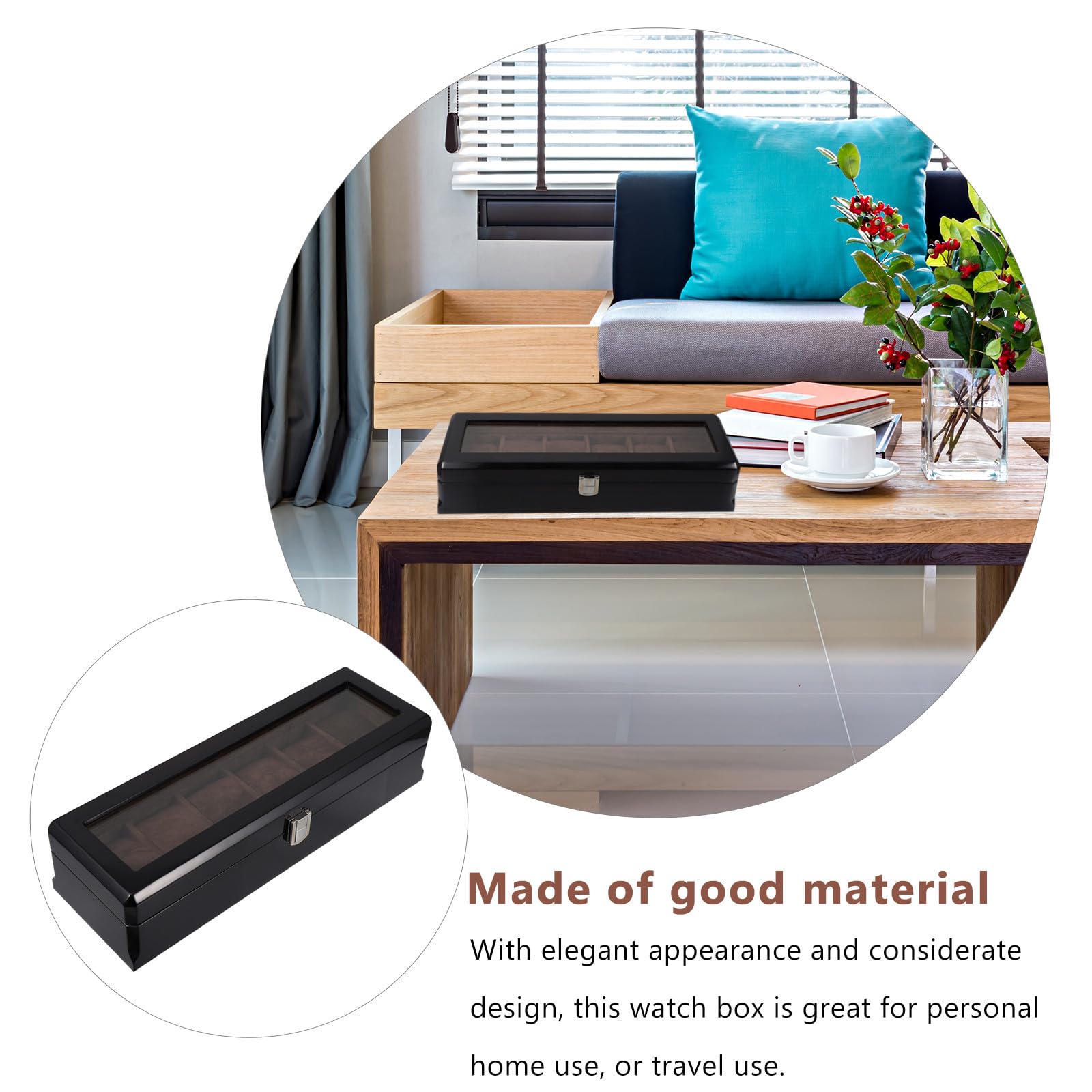 Elegante Uhrenbox aus Mdf mit Glas und Klavierlack Uhrenaufbewahrungsbox für Zuhause und Reise Schützt Uhr und Schmuck mit Klassischem Design