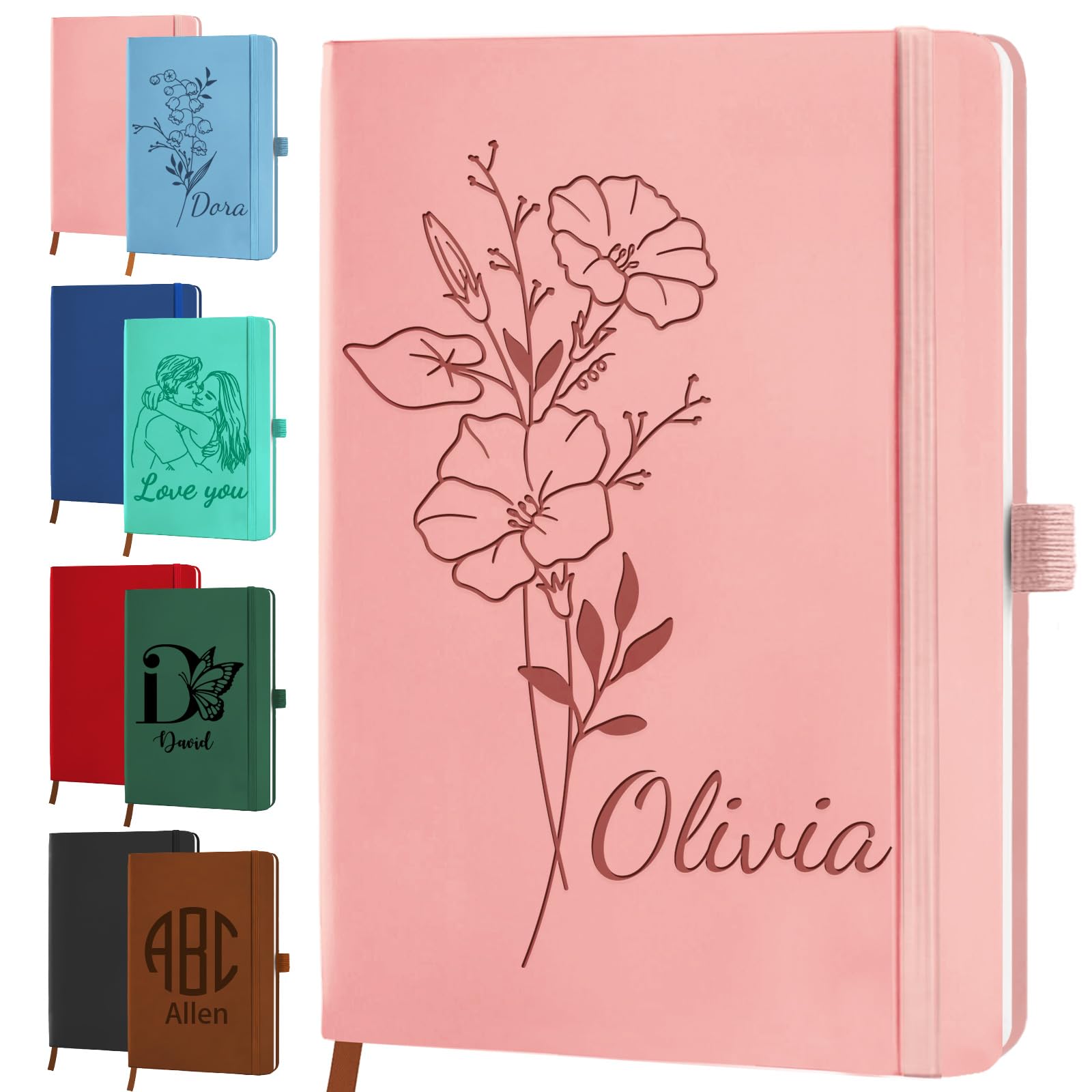 Skartam Personalized Leather Journal Notebook with Photo Picture Custom Notebooks Diary with Name Customized Ruled Journals Lined Gift for Women Men