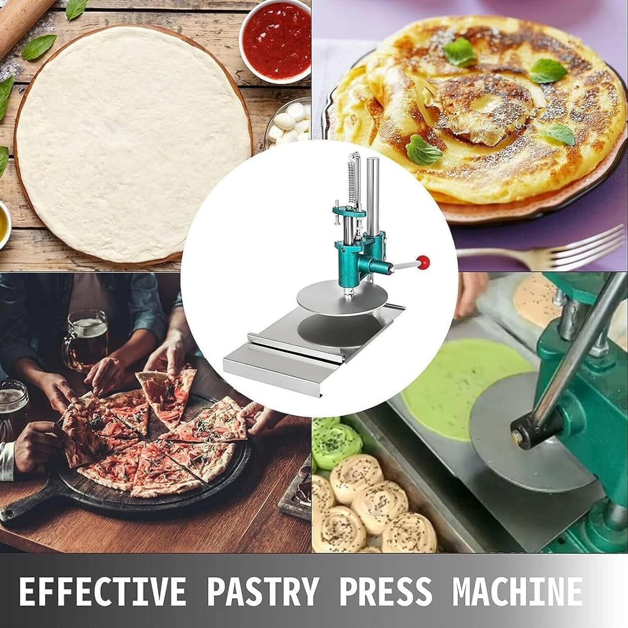 Handelsübliche Teigpresse – Multifunktions-Pizza- / Fladenbrotmaschine für Kuchen, Burrito, Chapati, Nudeln, Gebäck