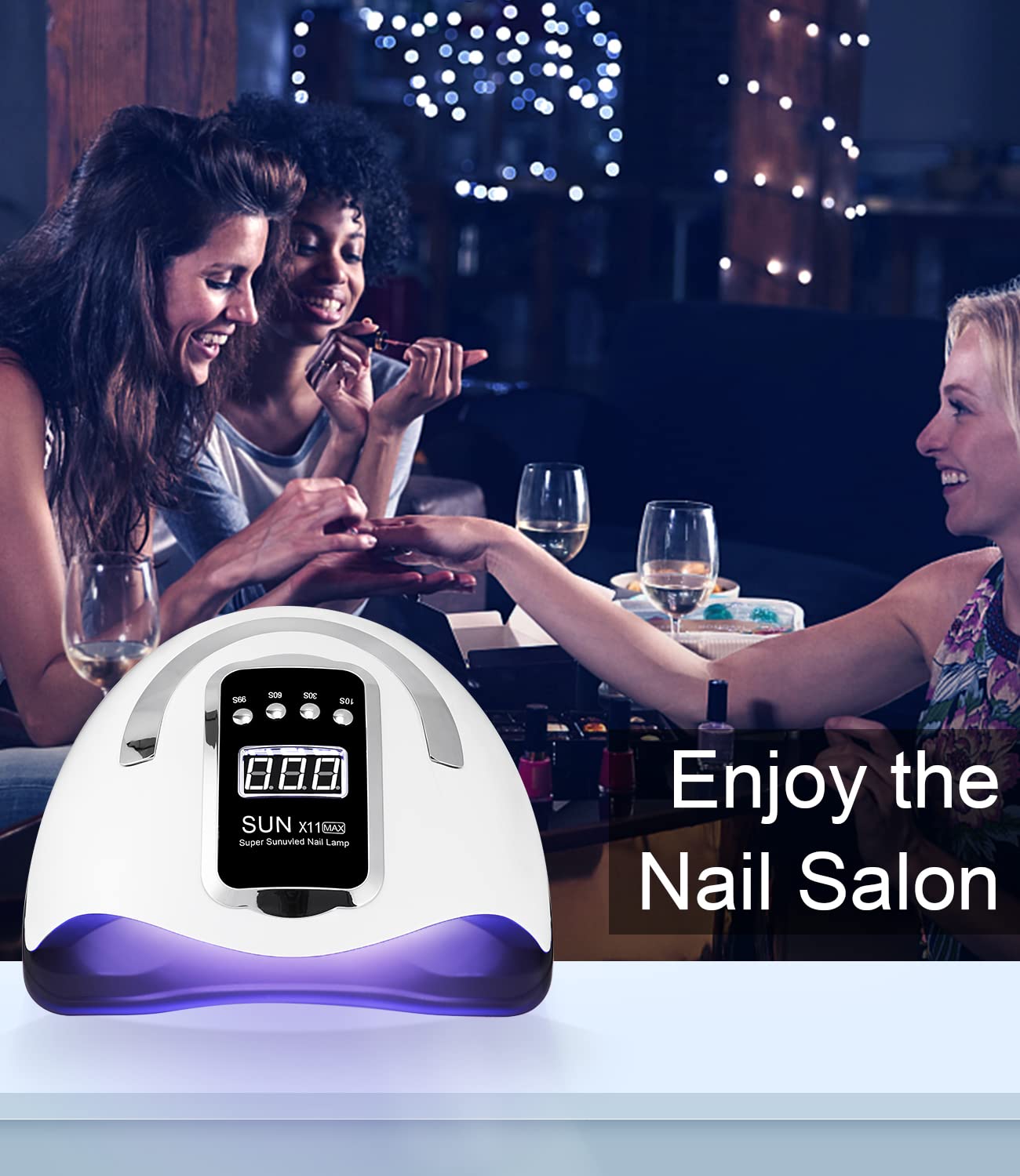 Lampe UV LED Ongles Gel, 280W Professionnel Sèche Automatique, 66 Lumières Séchage Rapide, Grand LCD Ecran, 4 Minuteries 10s/30s/60s/99s pour Vernis Semi Permanent