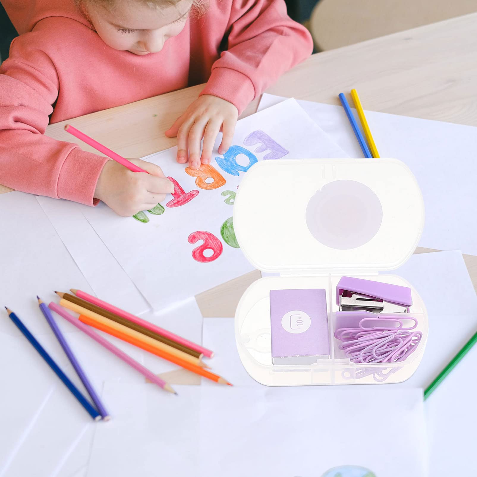 Ciieeo 9sets Ufficio Con Pinzatrice Colorata Clip Di Rilegatura e Strumenti Di Legatura Per Scuola e Lavoro Vivaci