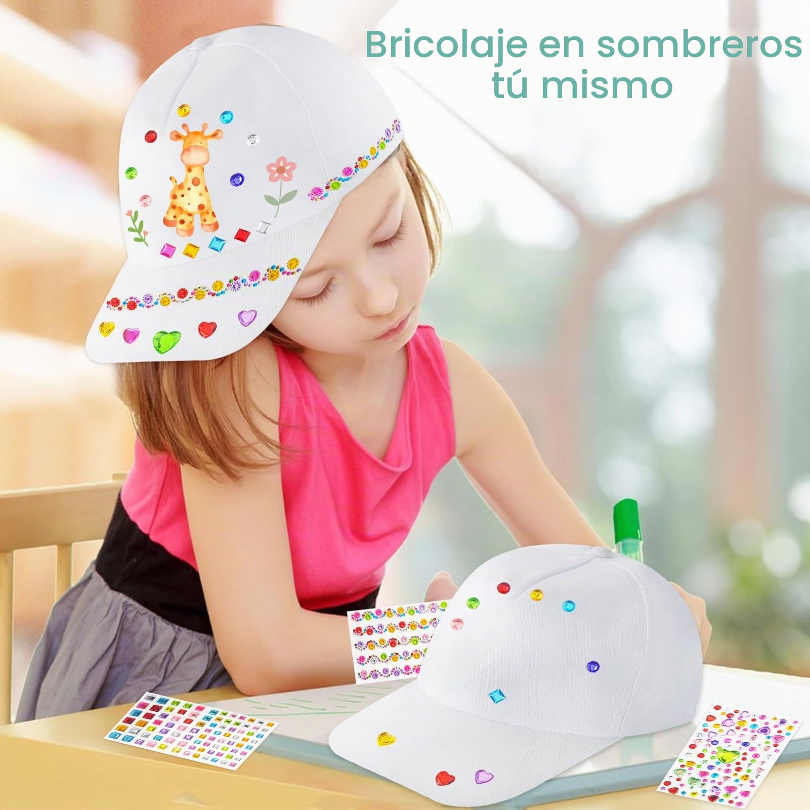 Hpbaggy 6 Piezas DIY Gorras de Béisbol Niño en Blanco, Gorra de Béisbol de Dibujo Creativo, Gorras Blancas Niños para Pintar Regalos de Cumpleaños para Niños