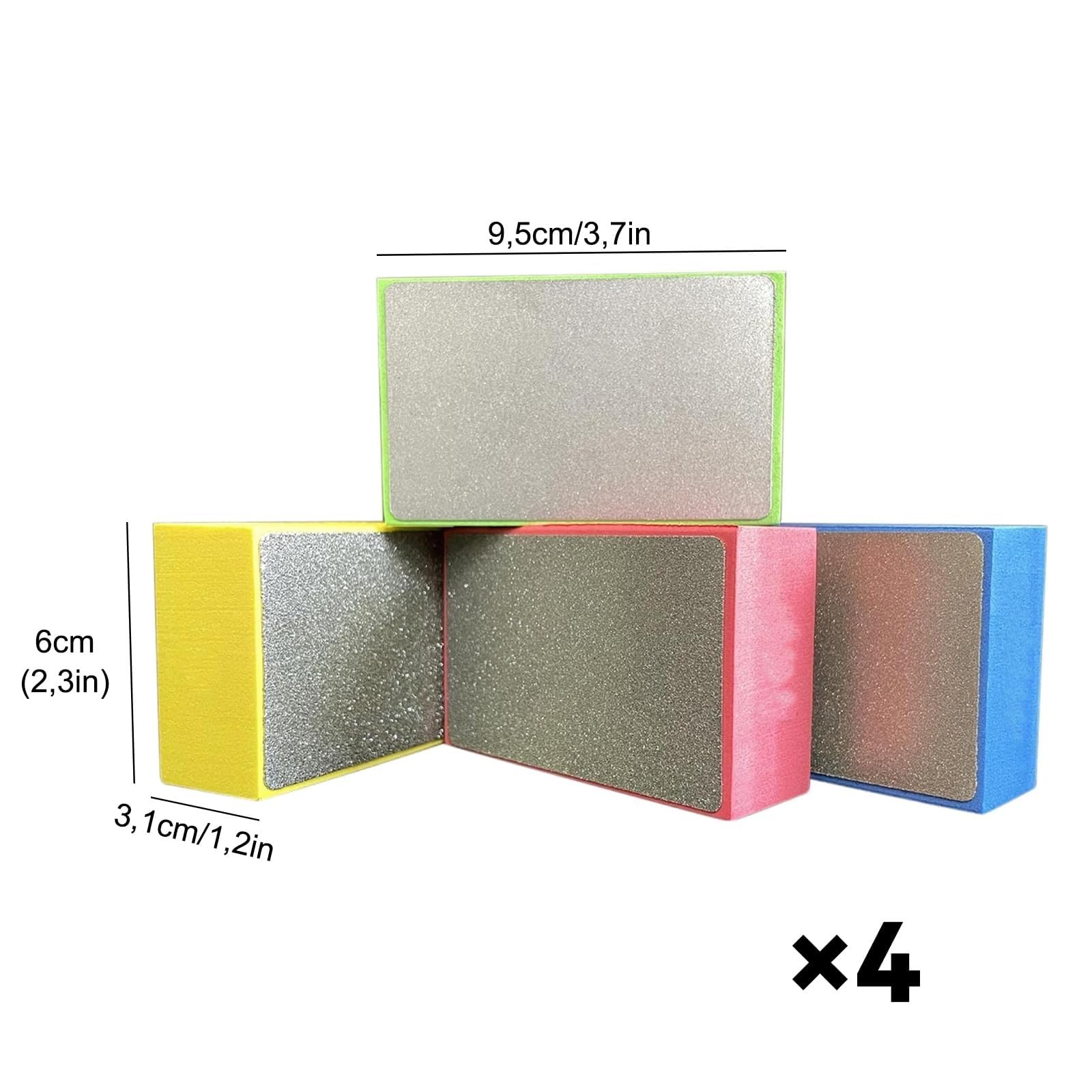 4 Pezzi Tamponi Diamantati per Lucidatura a Mano, Tamponi per Smerigliatura in Vetro, Set di Blocchi per Smerigliatura in Diamante, per Smerigliatura, Lucidatura e Affilatura, 60#, 100#, 200#, 400#