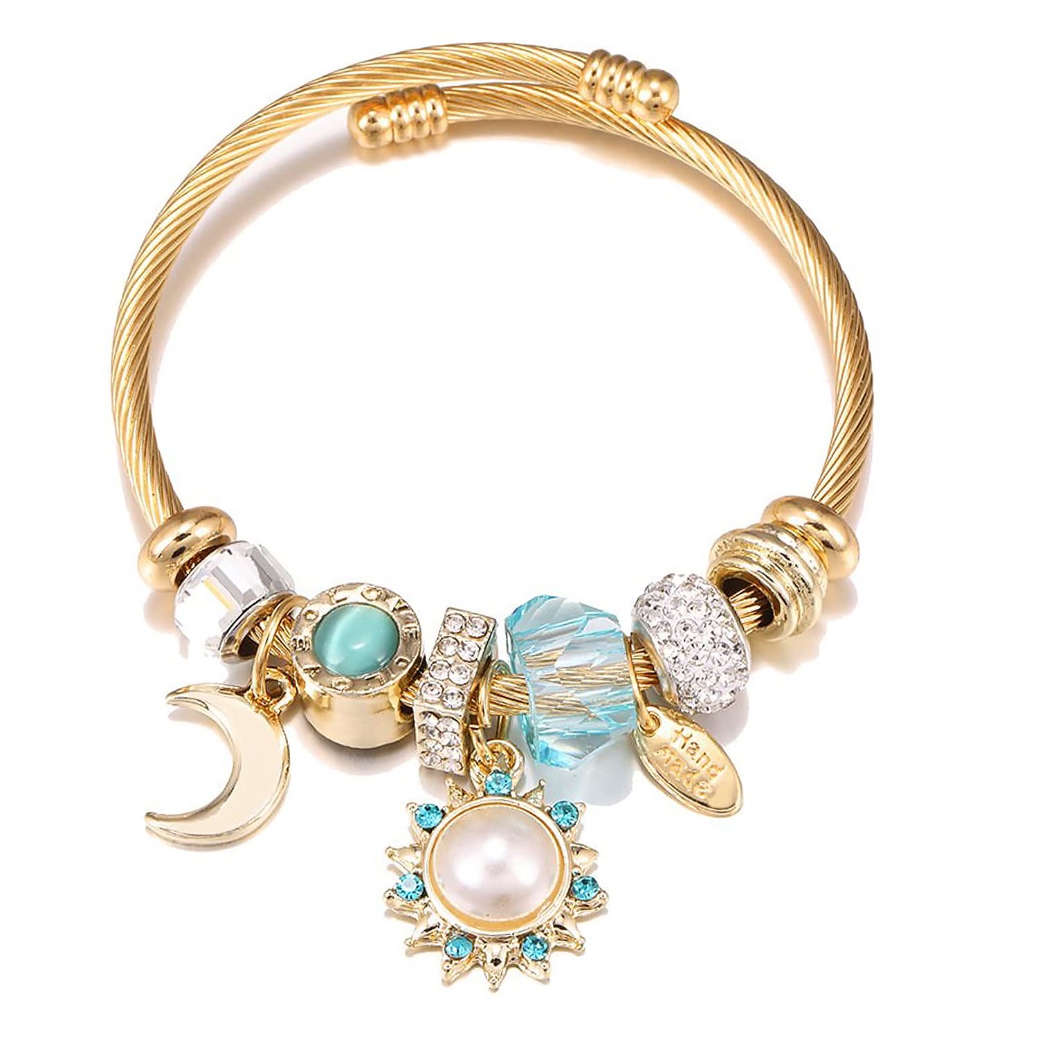 Peora Synthetic Stone Studded Gold Plated Charm Bracelet Fashion Adjustable Stylish Jewellery Gift for Girls & Women (B0BZNT89L6) Amazon Price History, Amazon Price Tracker