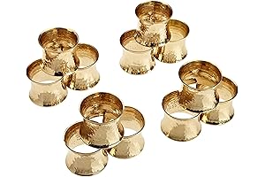 DII Decorative Buffet Basics Napkin Ring Set, Hammered Gold, Set of 12