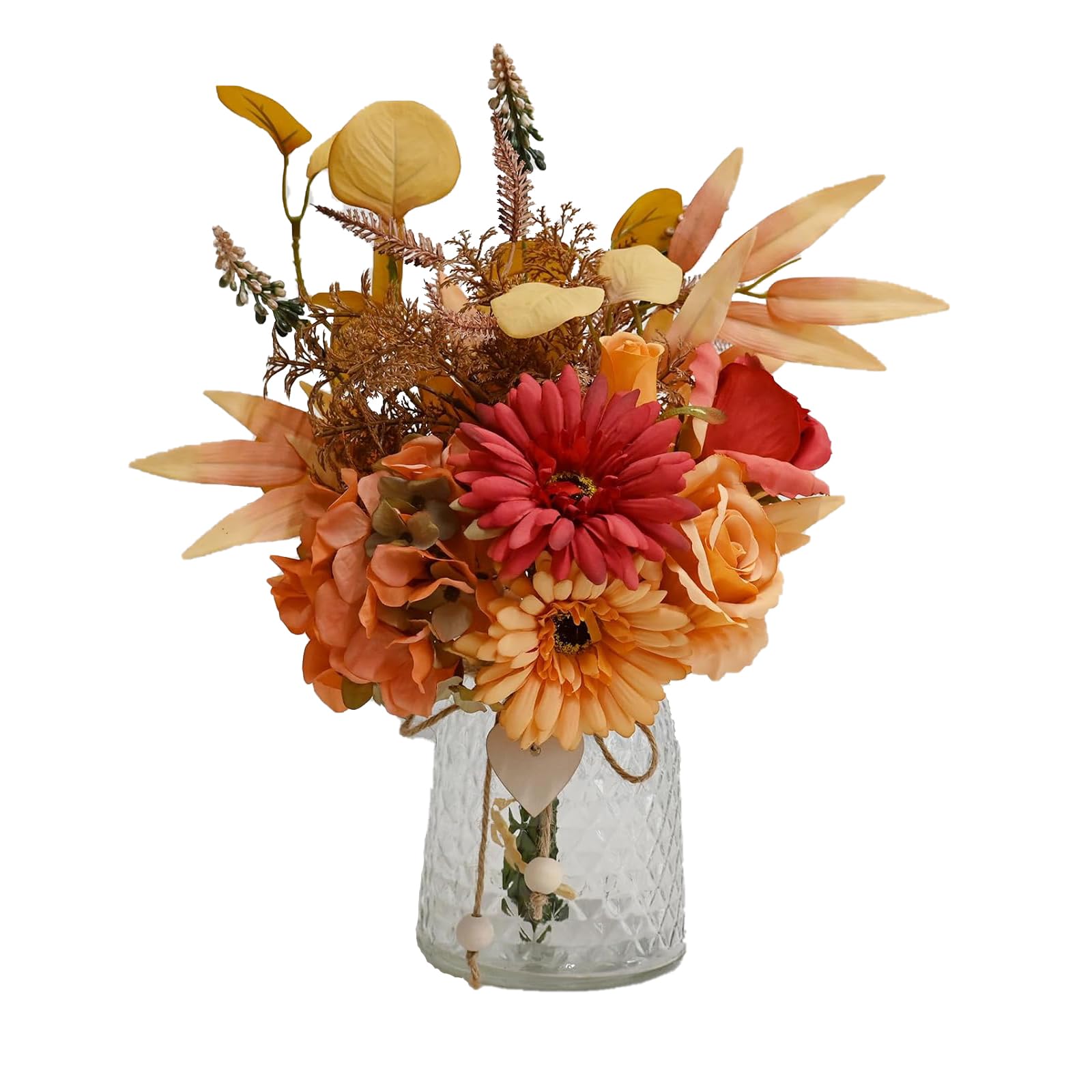 Artificial Flowers with Vase, Faux Flower Arrangement with Eucalyptus Leaves, Silk Hydrangea Table Centerpiece for Home Office Kitchen, Dining Room & Coffee Table Decor — view 11