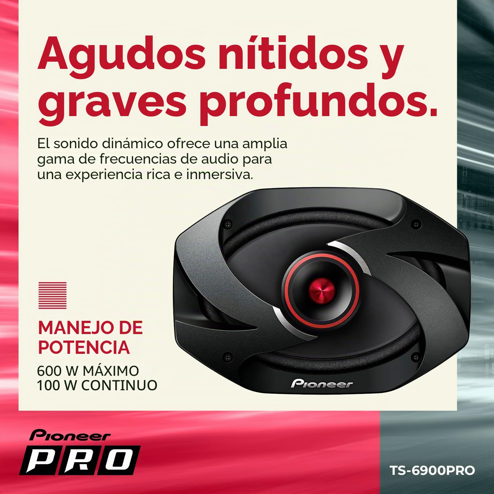 Pioneer TS6900PRO Pro Series - Altavoz de 2 vías de 600 W MAX 2 de 6 x 9 Pulgadas, Color Negro
