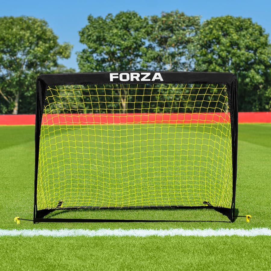 FORZA Portería de fútbol cuadrada desplegable [6 tamaños] (amarillo, 4 x 3 pies, par de porterías)