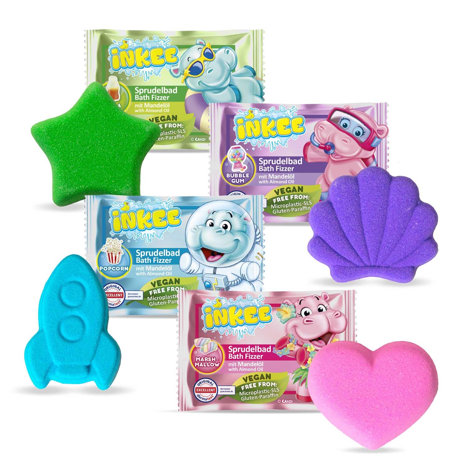 INKEE Bath Fizzer Bomba de Baño Efervescente para Niños 1 Unidad Colores y Aromas Surtidos