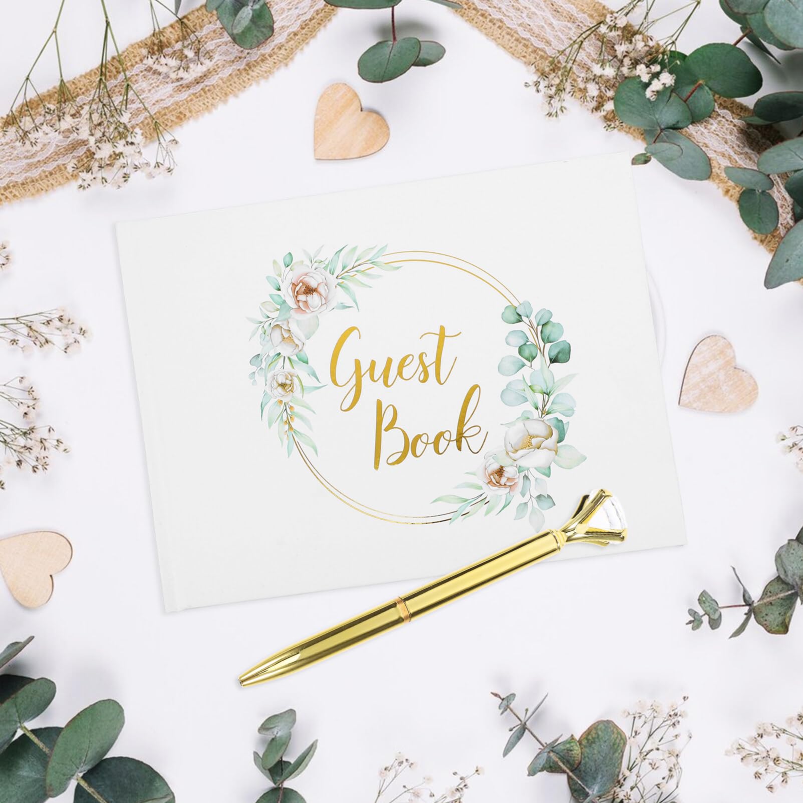 Operitacx 1set Guest Book Elegante Per Matrimonio Album Decorativo Per Ospiti Registrazione Per Cerimonie Anniversari e Occasioni Speciali Completo Con Pagina Per Dediche e Buoni Auguri