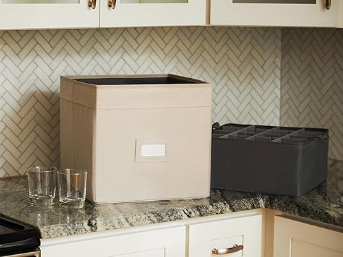 Miniatura 10 de Cubo de almacenamiento para cristalería de cocina, poliéster duradero, compartimentos ajustables, paredes interiores resistentes, ventana de