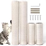 OSPNIEEK 4 Pack 15.7" M8 Cat Scratching Post Replacement, Natural Sisal Rope Kitten Tree Scratcher Refill with Screws, DIY Hemp Scratch Pole Parts for Indoor Cats Tower Refurbishment Accessories