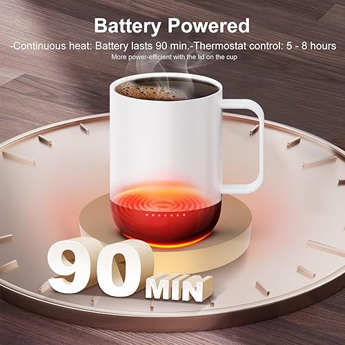 Miniatura 10 de VSITOO S3PRO - Taza de café térmica con control de temperatura, 14 onzas, taza de viaje inteligente con calentador de café controlado manual y por