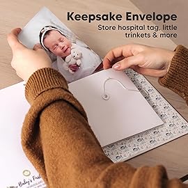 First 5 Years Baby Memory Book Girl, Boy - 90 Pages Hardcover First Year Milestone Keepsake Book, Newborn Scrapbook for New Parents, Minimalist Photo Album Journal, Gift for Baby Shower (SeaWorld)