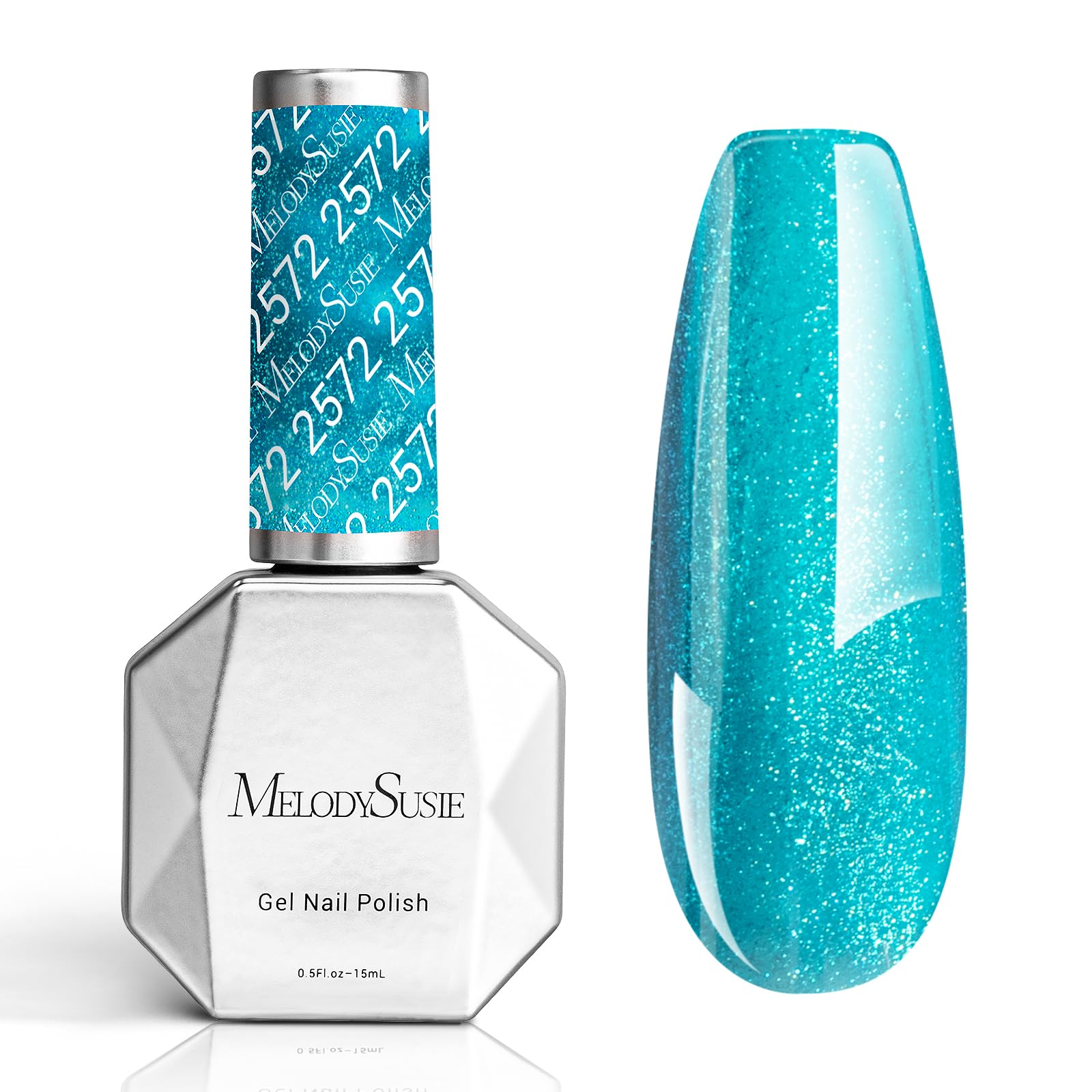 MelodySusie Blue Shimmer Glitter Gel Nail Polish,0.5fl oz Soak Off UV LED Translucent Jelly Glitter Blue Gel Polish Gift for Women Nail Art Manicure