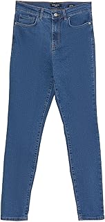 LC واكيكي بنطلون جينز عالي الخصر بقصة سكيني للنساء S35301Z8-507-2 مقاس 28 لون ازرق نيلي روديو