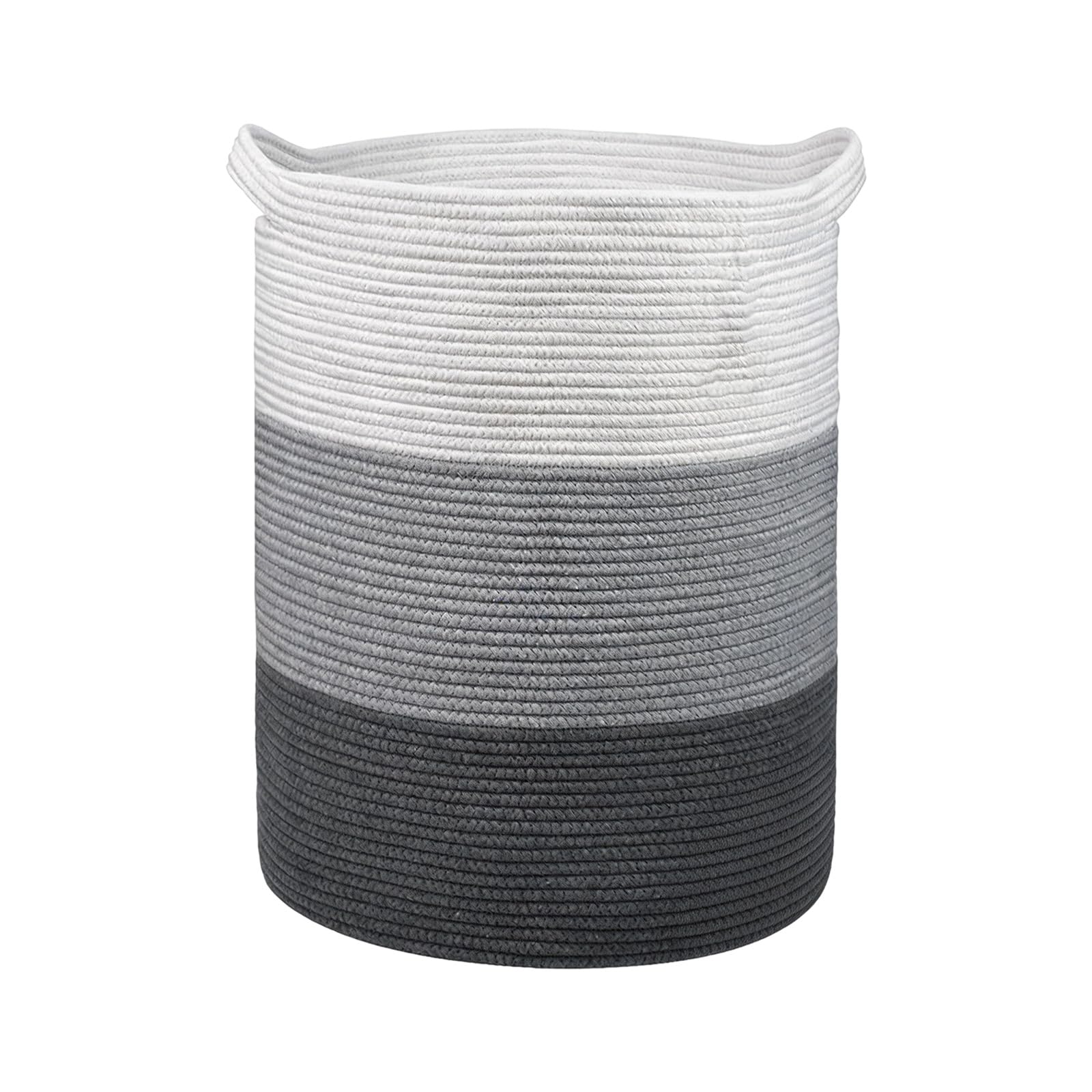 Whoasyst Large Woven Cotton Laundry Hamper with Strong Handles Spacious Storage Container for Clothes and Towels Gentle Laundry Container