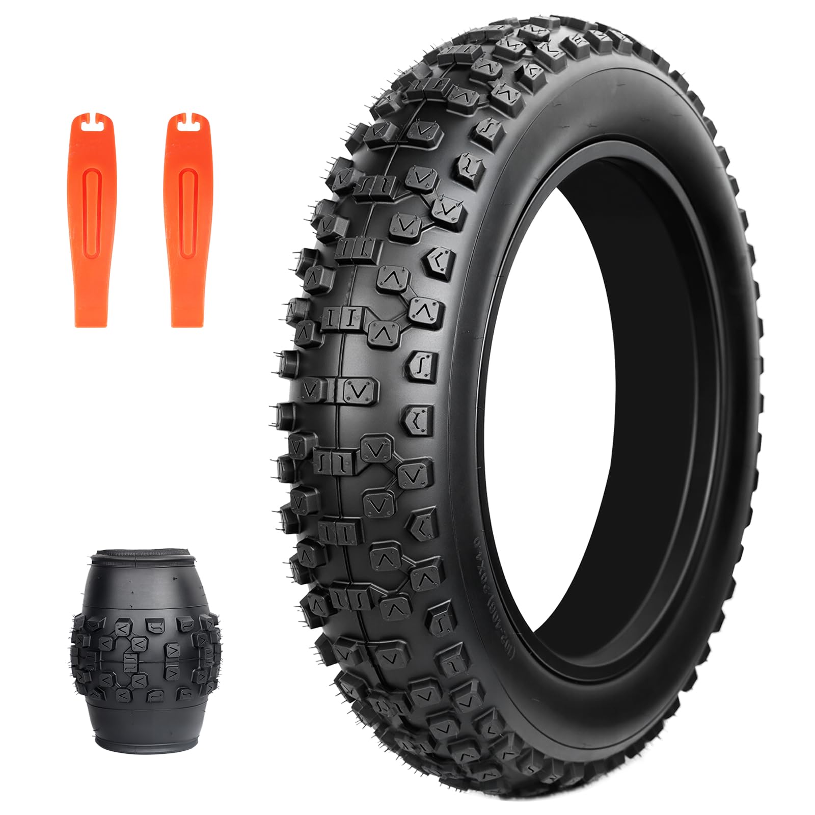 ZUKKA 1 x 20 Inch Heavy Duty E-Bike Tyre, 20 x 4.0 Sheath, 102-406, Foldable Fat Tyre for E-Bike, Mountain Snow Bike, Black