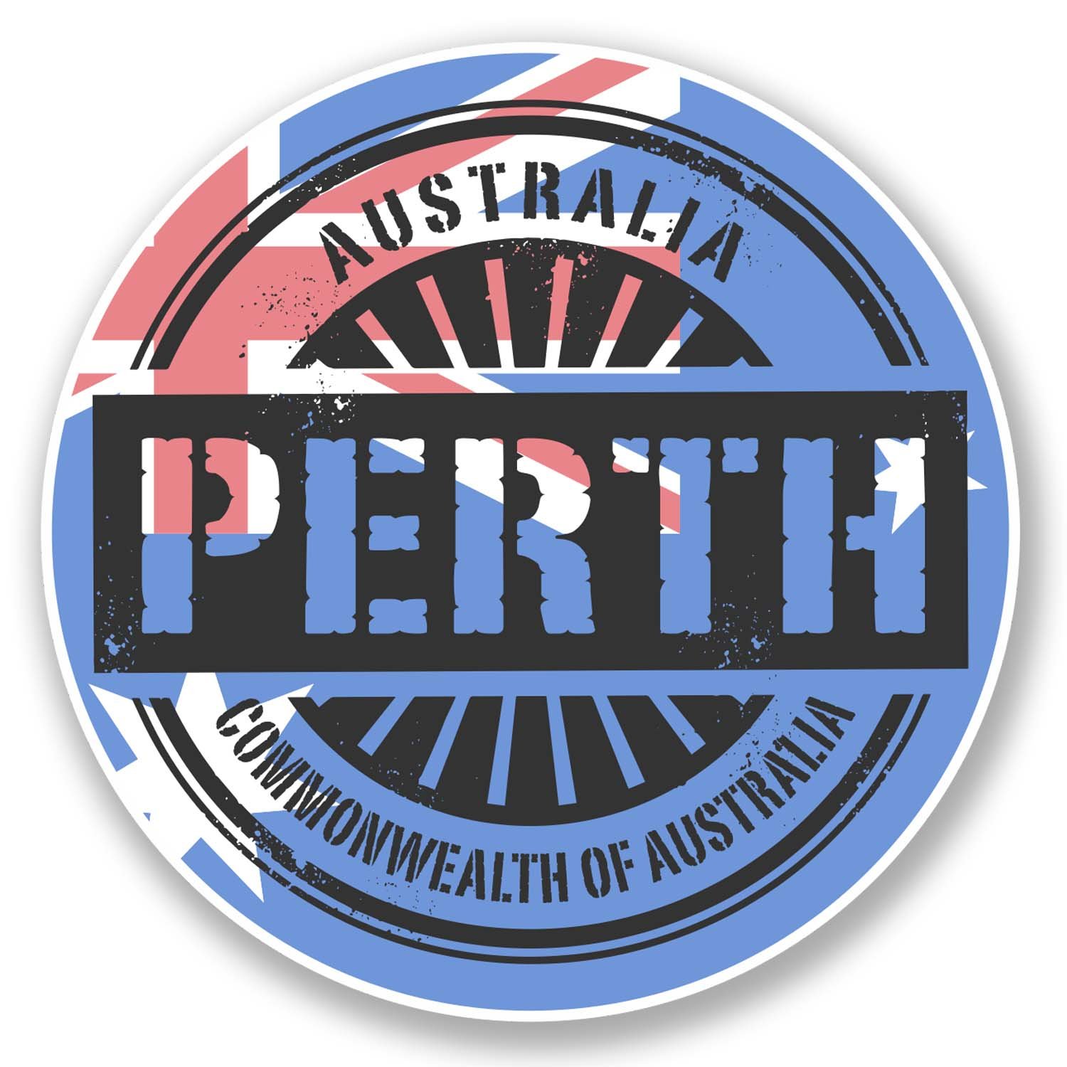 Destinationvinyl Multi 2 X 10Cm Perth Australia Vinyl Sticker Decal Laptop Travel Luggage Tag #6115 (10Cm X 10Cm)