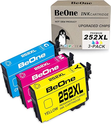 BeOne Cartuchos de tinta remanufacturados de repuesto para Epson 252XL 252 XL T252 T252XL para usar con impresora Workforce WF-2630 WF-2650 WF-2660