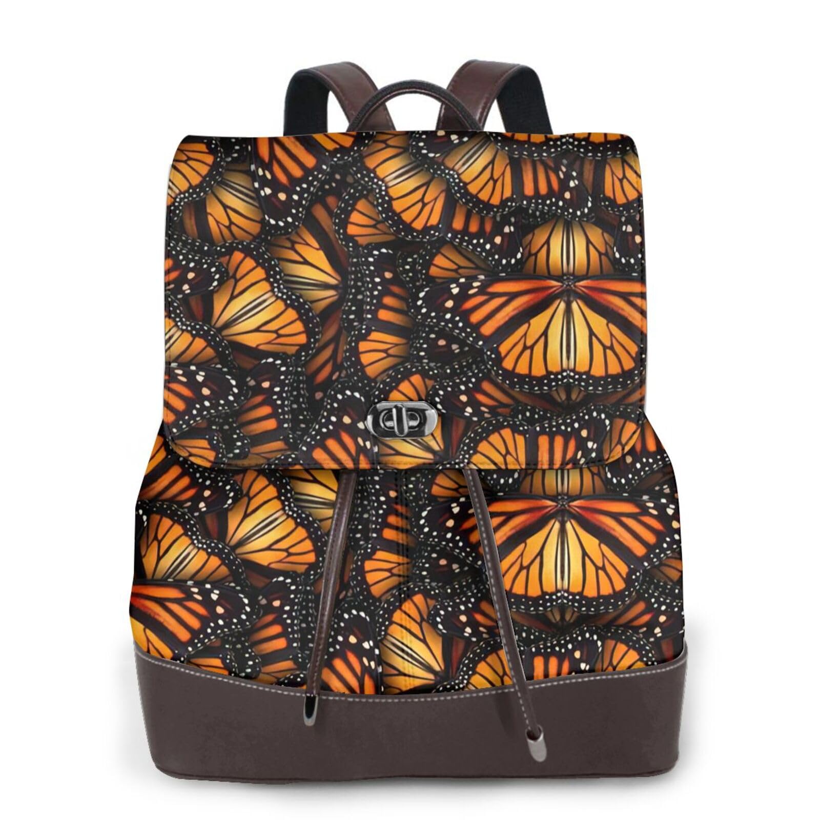 Sac à dos en cuir femme original imprimé papillon monarque