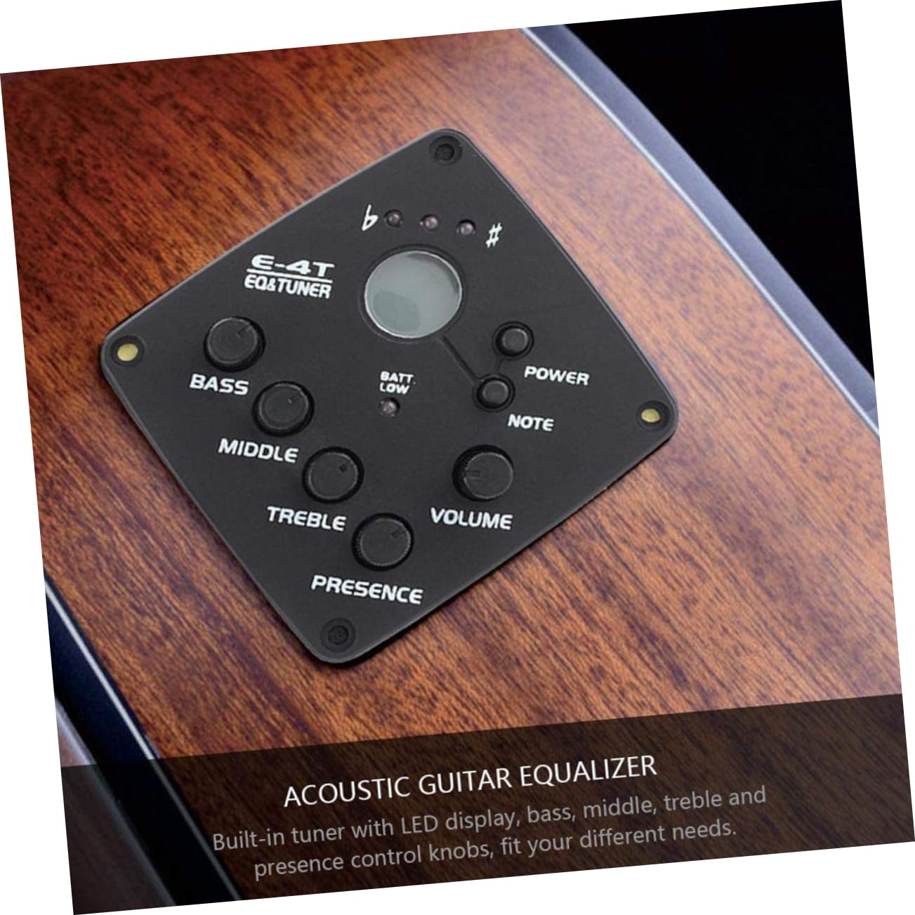 Pickup Chitarra Acustica Eq E-4t a 4 Bande, Microfono Compatto in Plastica per Strumenti Musicali, Raccolta Suono per Musica Folk