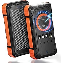 ERRBBIC Solar Charger Power Bank 49800mAh, 22.5W Portable Charger, 15W Wireless Charging, Solar Panel Charger, Built-in Four Cable, with USB C for Cell Phones, with Dual Flashlight for Camping