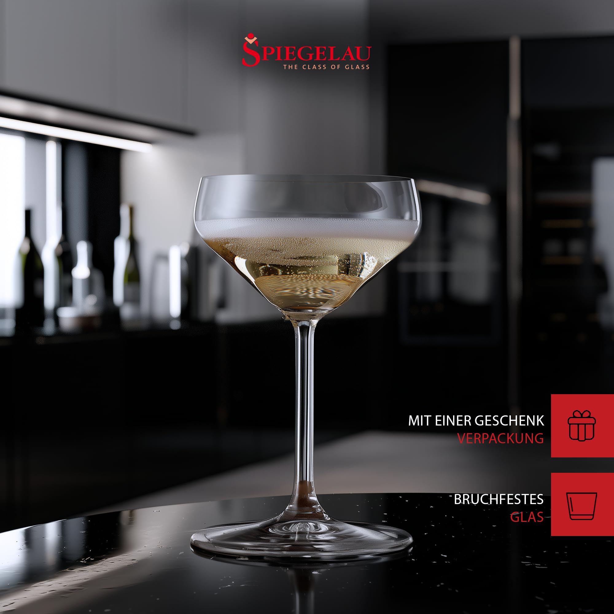 Spiegelau 4-częściowy zestaw miseczek koktajlowych, miska do szampana/pary, szkło kryształowe, 290 ml, styl 4670188