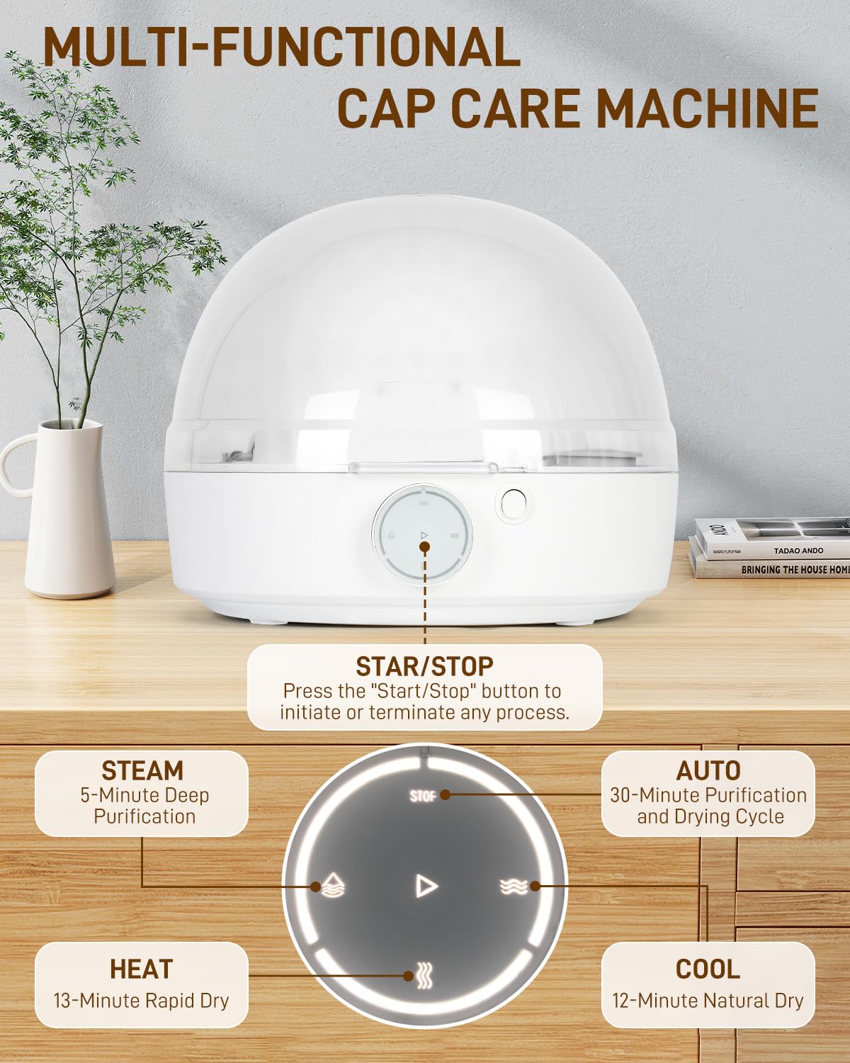 Amazon | キャップケアマシン、スチーム&ドライ自動キャップクリーナー