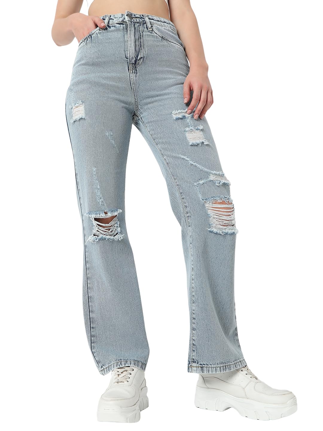 AKA CHICHigh Rise Womens Flare Fit Jeans