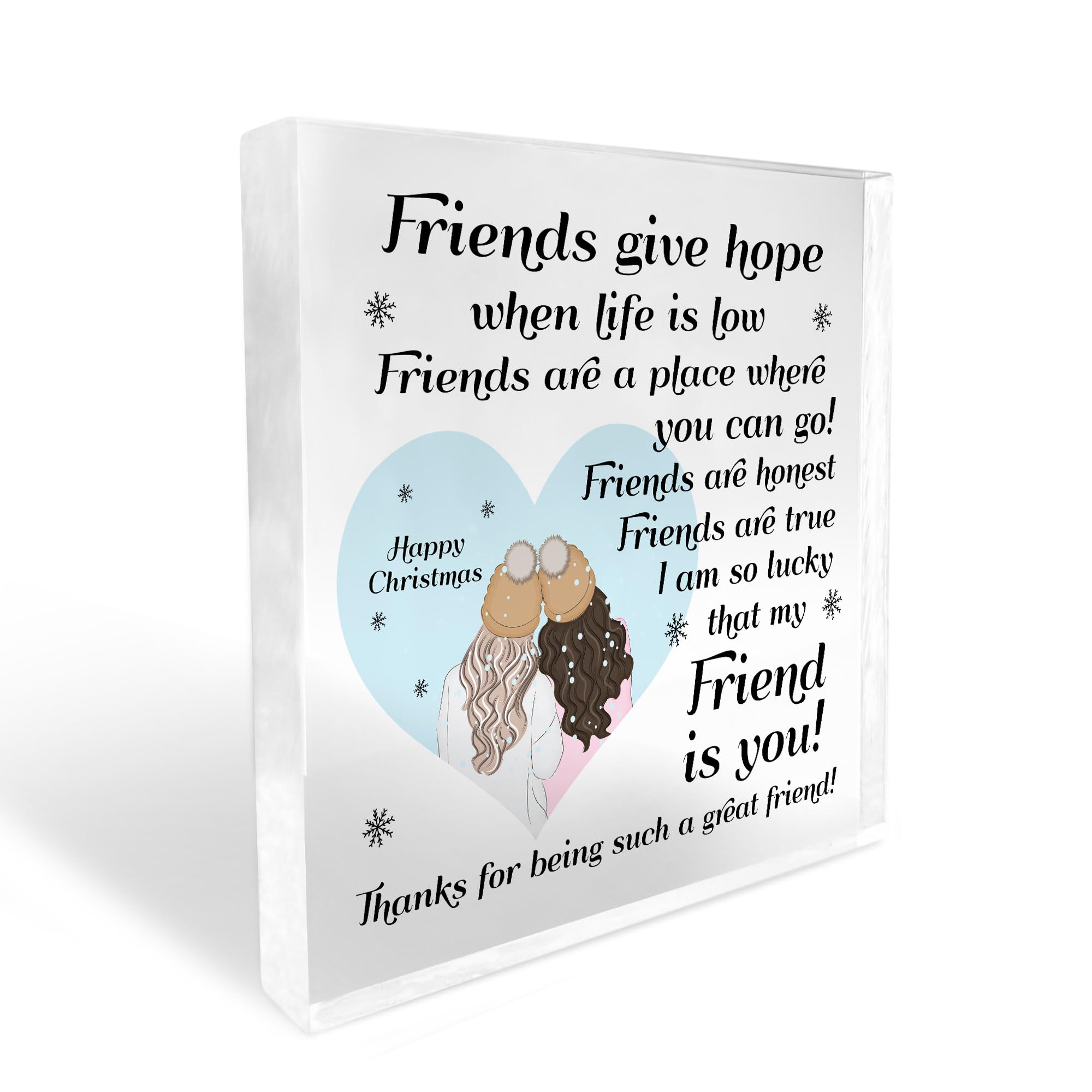 Red Ocean Best Friend Gift For Christmas Poem Acrylic Block Gift For Best Friend Friendship Plaque Friendship Gifts BFF Keepsake