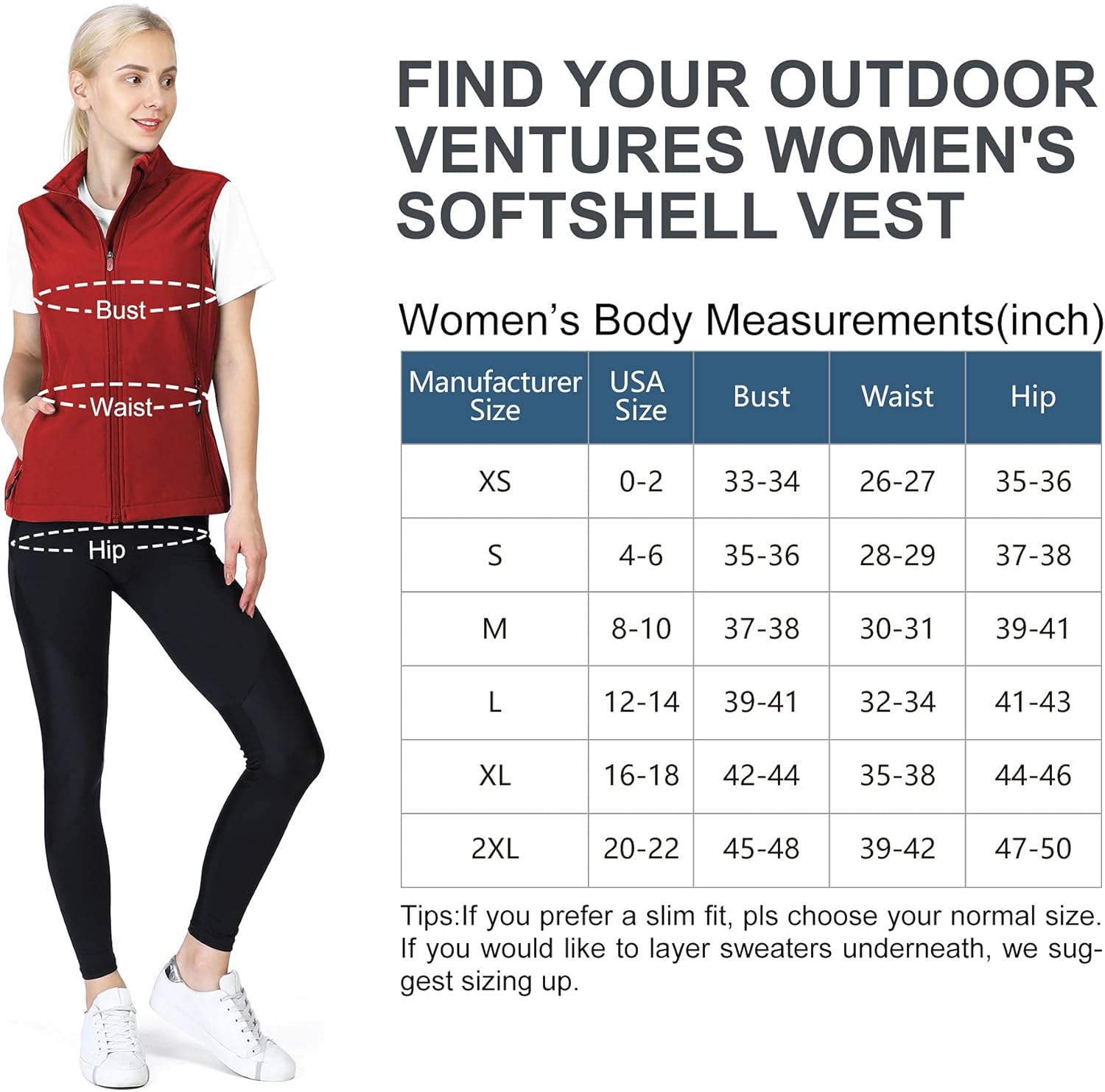 Outdoor Ventures Women's Lightweight Softshell Vest Windproof Fleece Lined Zip Up Sleeveless Jacket for Running Hiking Golf : Sports & Outdoors