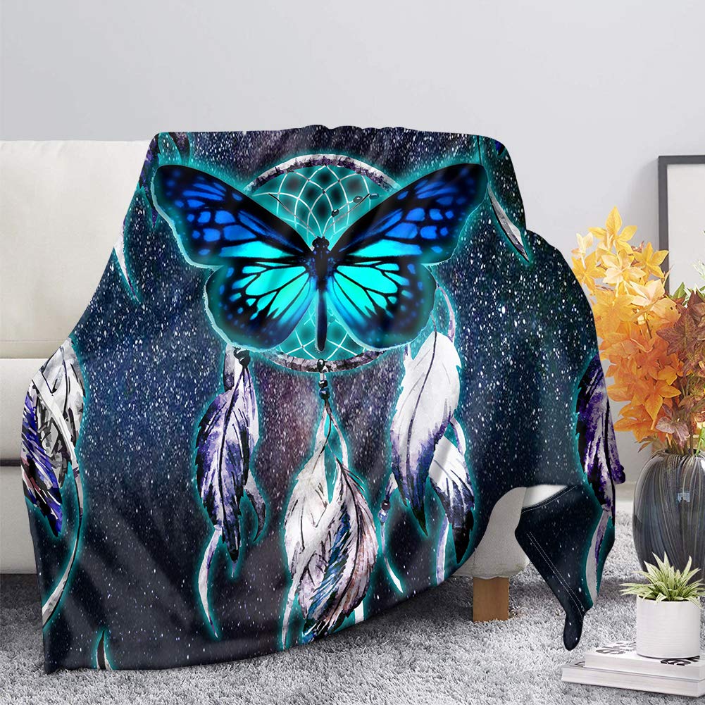 Binienty Ultra Soft Plush Bedding Blanket for Women Adults Kids, Butterfly Dream Catcher Bohemian Style Decorative Fleece Blanket — image 1