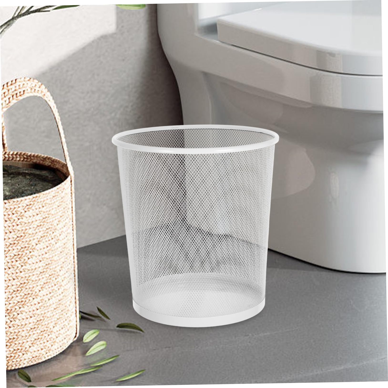 Gadpiparty Cestino Design Elegante Grande Apertura in Ferro Bianco per Rifiuti Capacità Ampia per Soggiorno e Ufficio