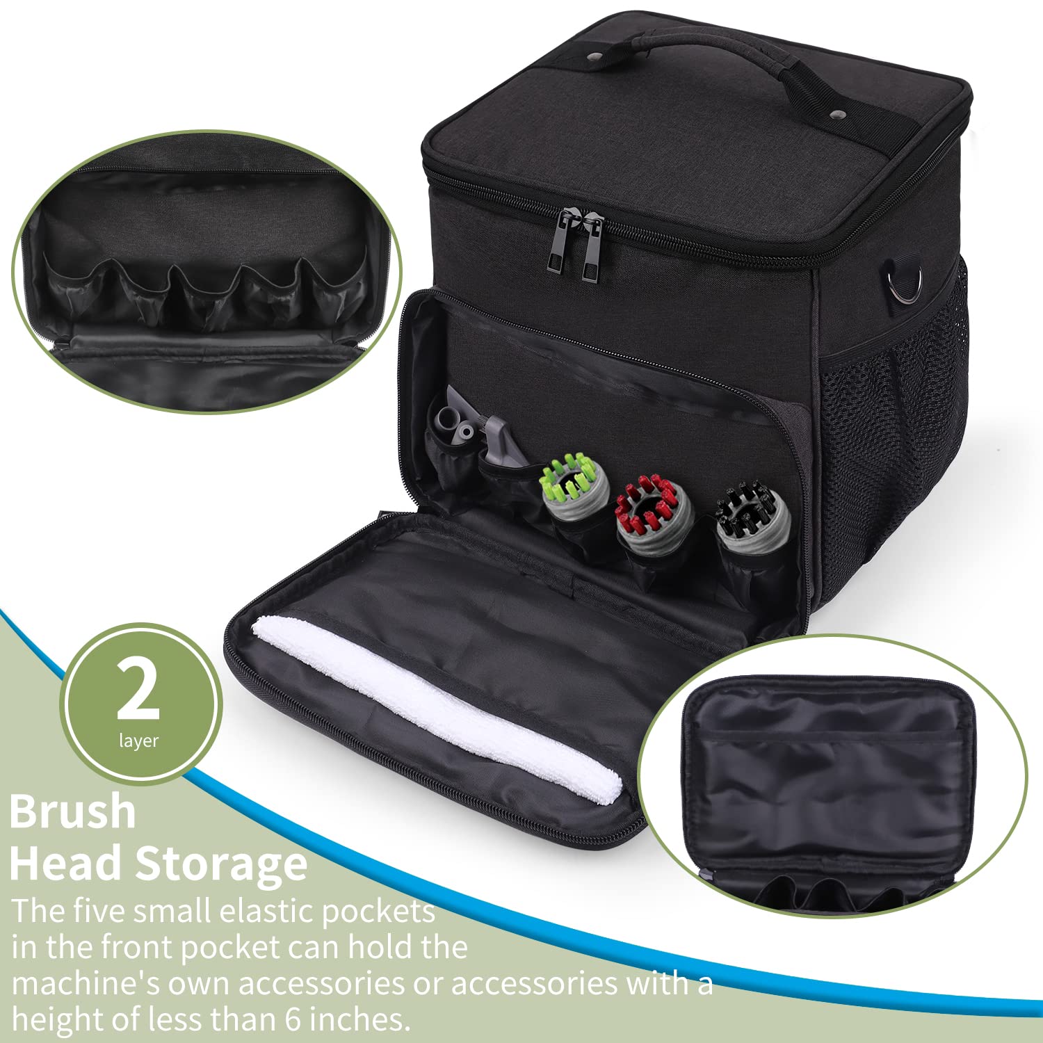 Storage bag Compatible with Bissell SteamShot Hard Surface Steam Cleaner 39N7V/39N7A,Adjustable Compartments Steam Cleaner Storage Bag,Carrying Case with Extra Pockets for Accessories(Bag Only!) 2