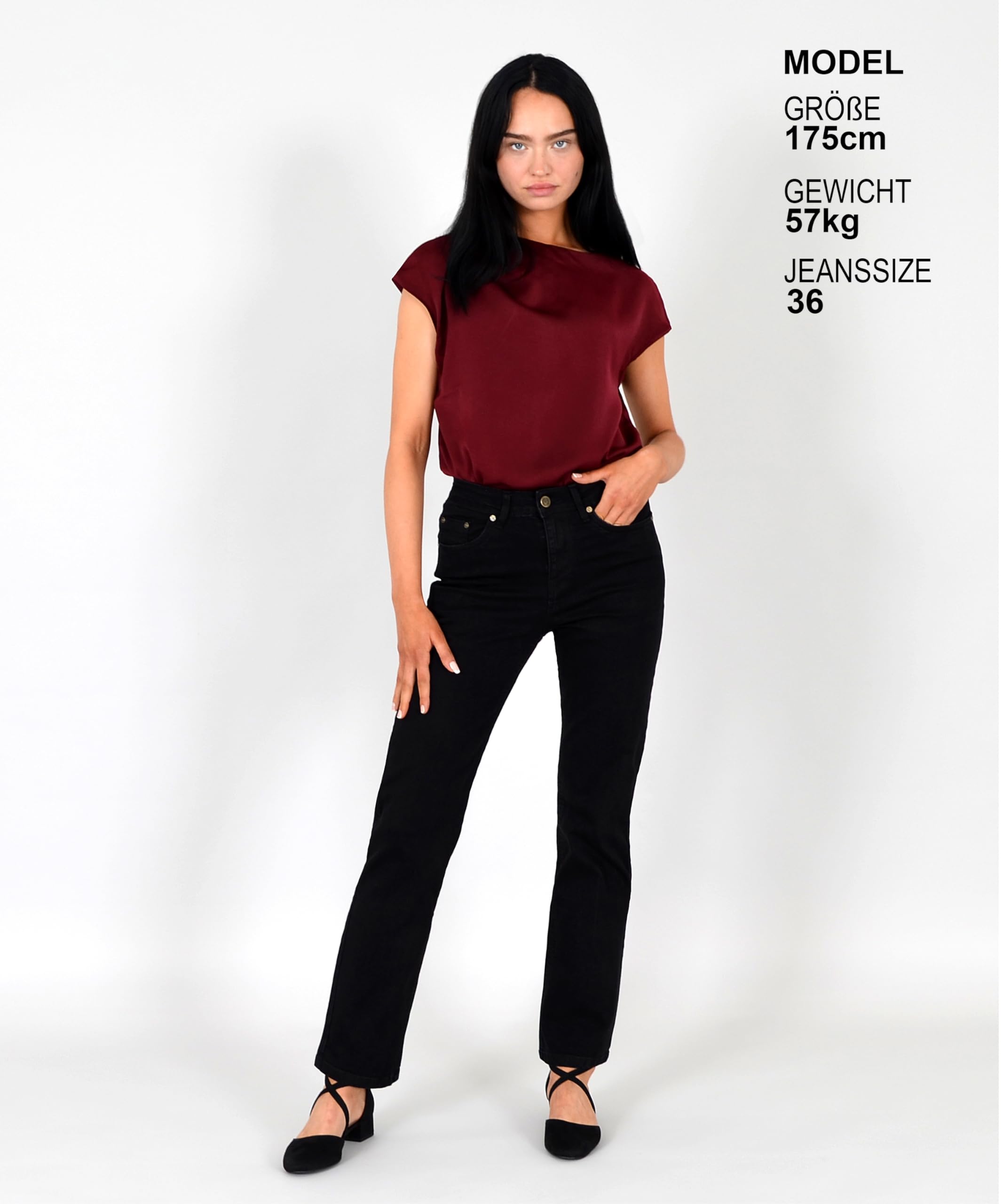 ESRA Jeans Damen Straight High Waist Stretch Jeanshose G200
