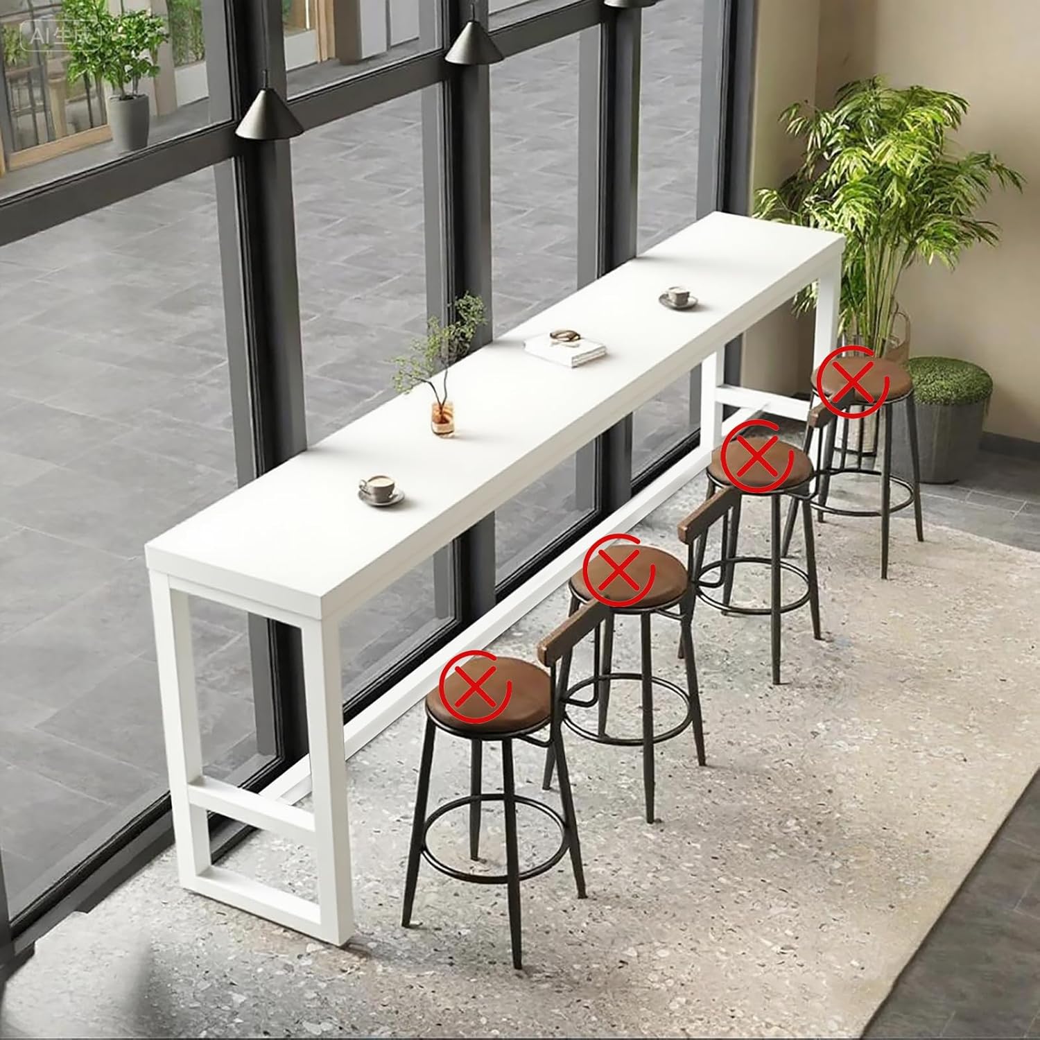 Bar Table,Farmhouse Pub Table,Industrial Bar Height Dining Table,2-in Thickness Solid Wood Top for Kitchen, Coffee Shop, Pub, Breakroom(Stool not Included)