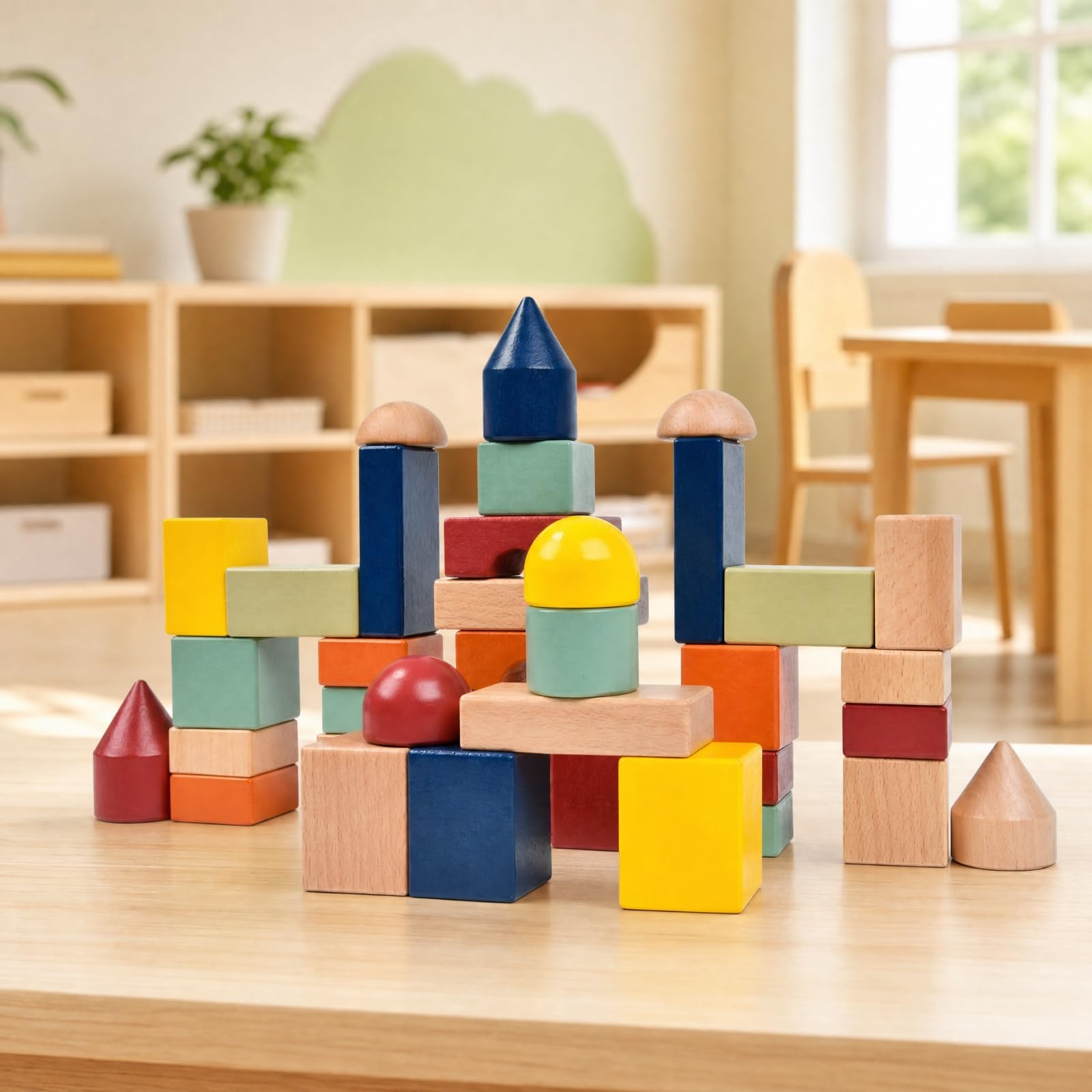 Milageto Juego Bloques con Formas Geométricas Variadas Colorido Juguete Bloques Voluminosos Seguro para Casa