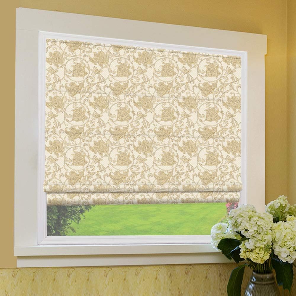 Roman Shades Window Blinds, Golden Retro Pattern Premium