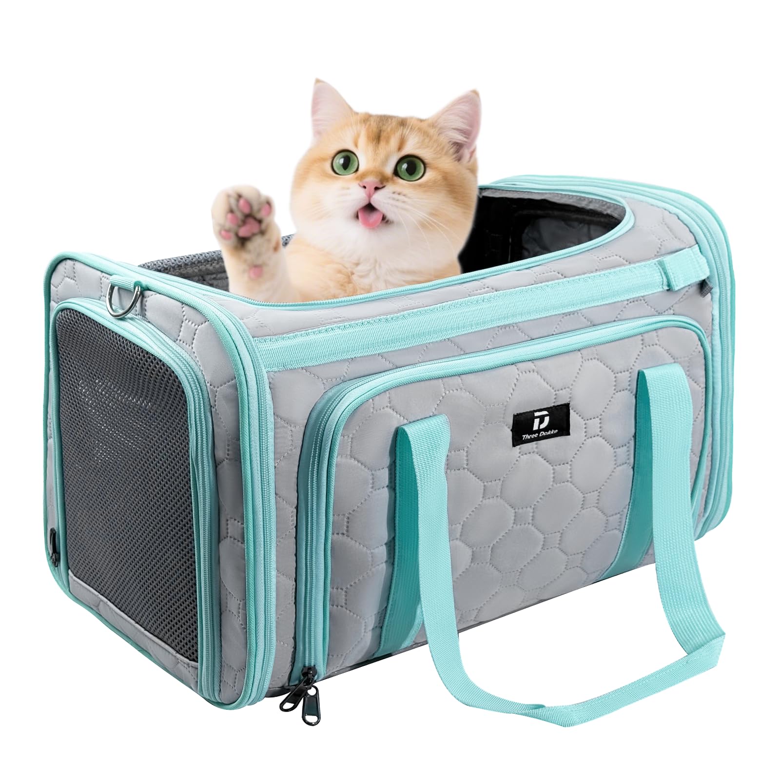Small Dog Carrier, Foldable and Extendable Dog Carrier for Dogs and Cats, Safe and Breathable, Airline Approved for Use as Travel Bag for Cats up to 6 kg