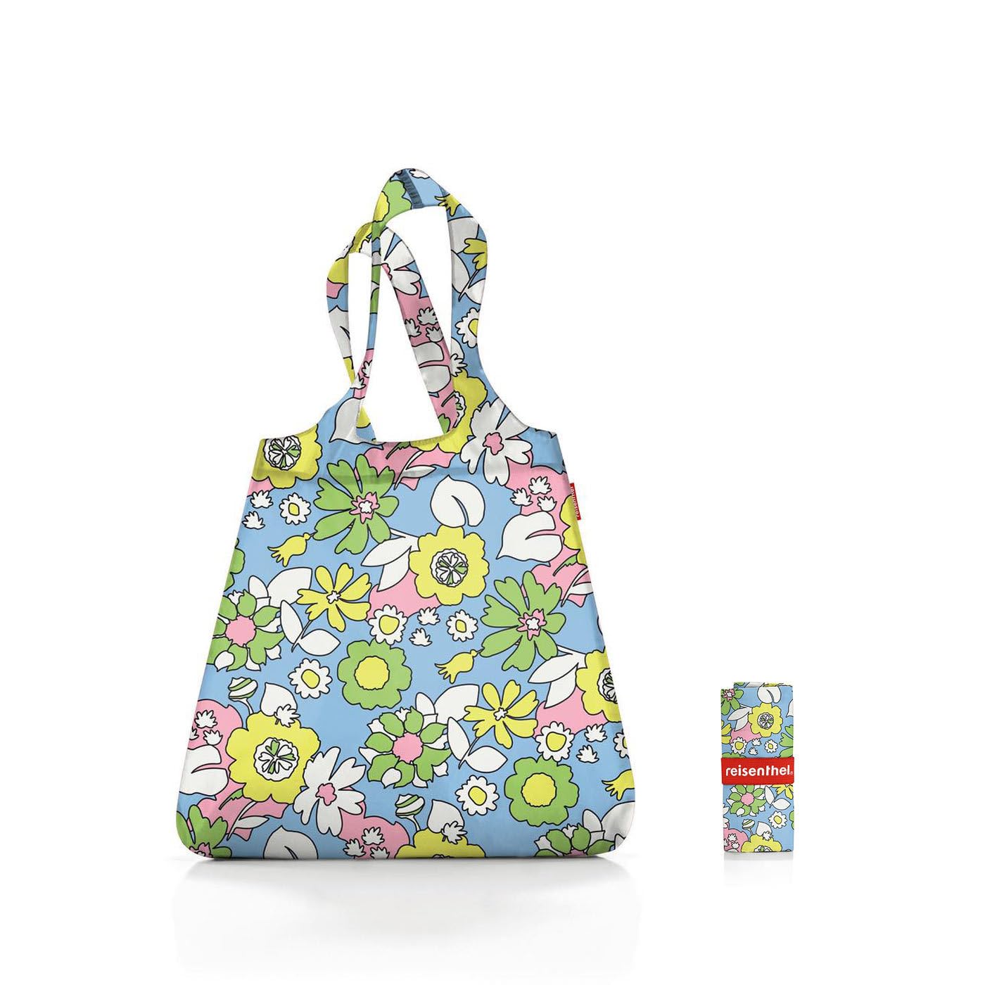 reisenthel mini maxi shopper florist lagoon - foldable shopping bag with attractive design - water repellent