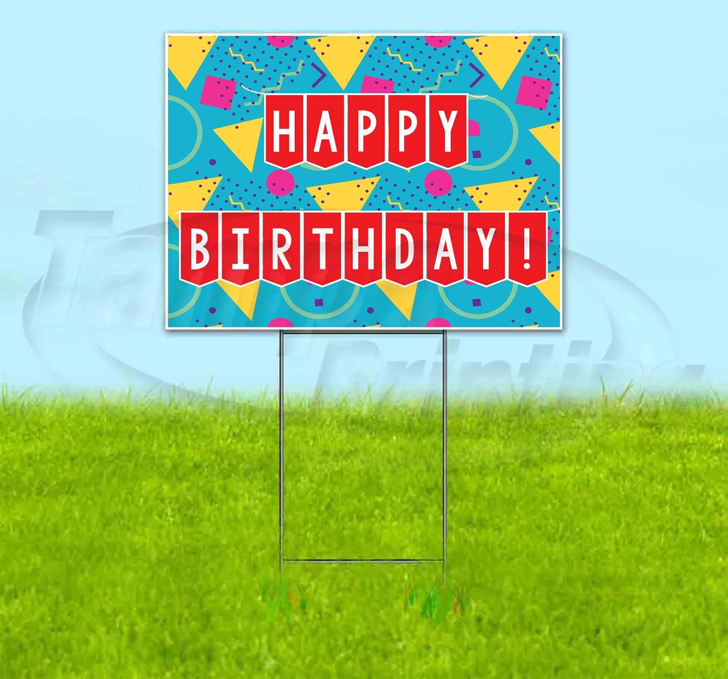 Happy Birthday Corrugated Plastic Yard Sign, Bandit, Lawn, Decorations, New, Advertising, USA (18"x24")