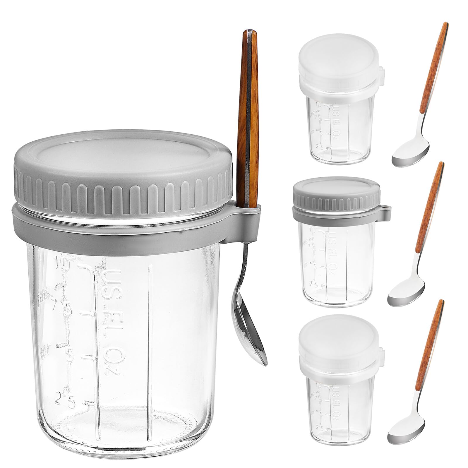 POPETPOP Lot De 4 Bocaux En Verre Pour Yaourt Récipients Pour Yaourt Granola Récipients