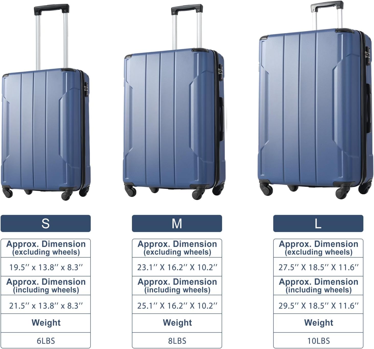 20''Inch Blue Hardside Expandable Carry On Luggage with Spinner Wheels & Built-in TSA Lock, Lightweight Travel Suitcase Rolling Luggage, Hard Shell ABS Carry-On 20-Inch Expandable Suitcase