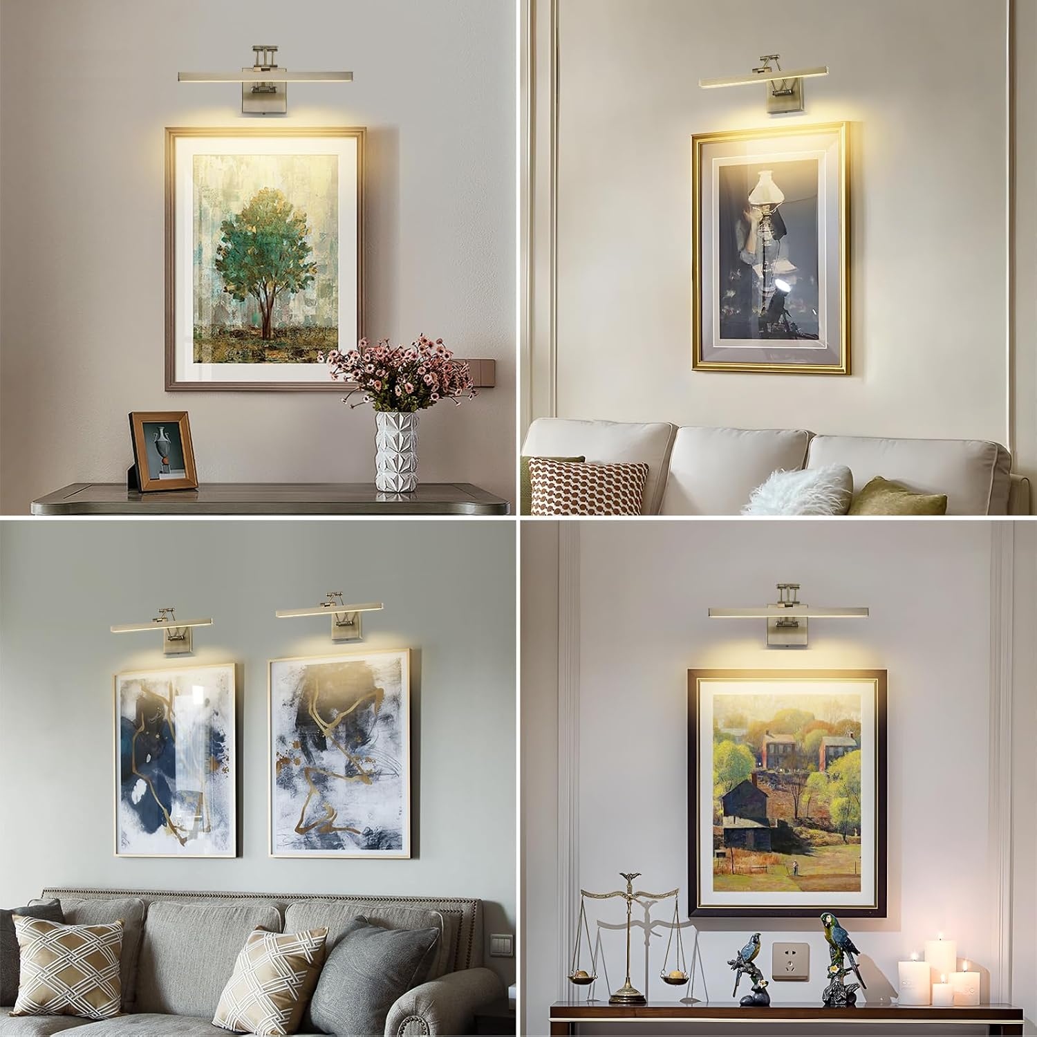 LED Picture Lights for Paintings Dimmable 15.5 Inch Long Hard-Wired Picture Frame Lights Gallery Wall Light with Adjustable Swing Arm Art Display Lamps 7W 3000K Warm White Antique Bronze image 3