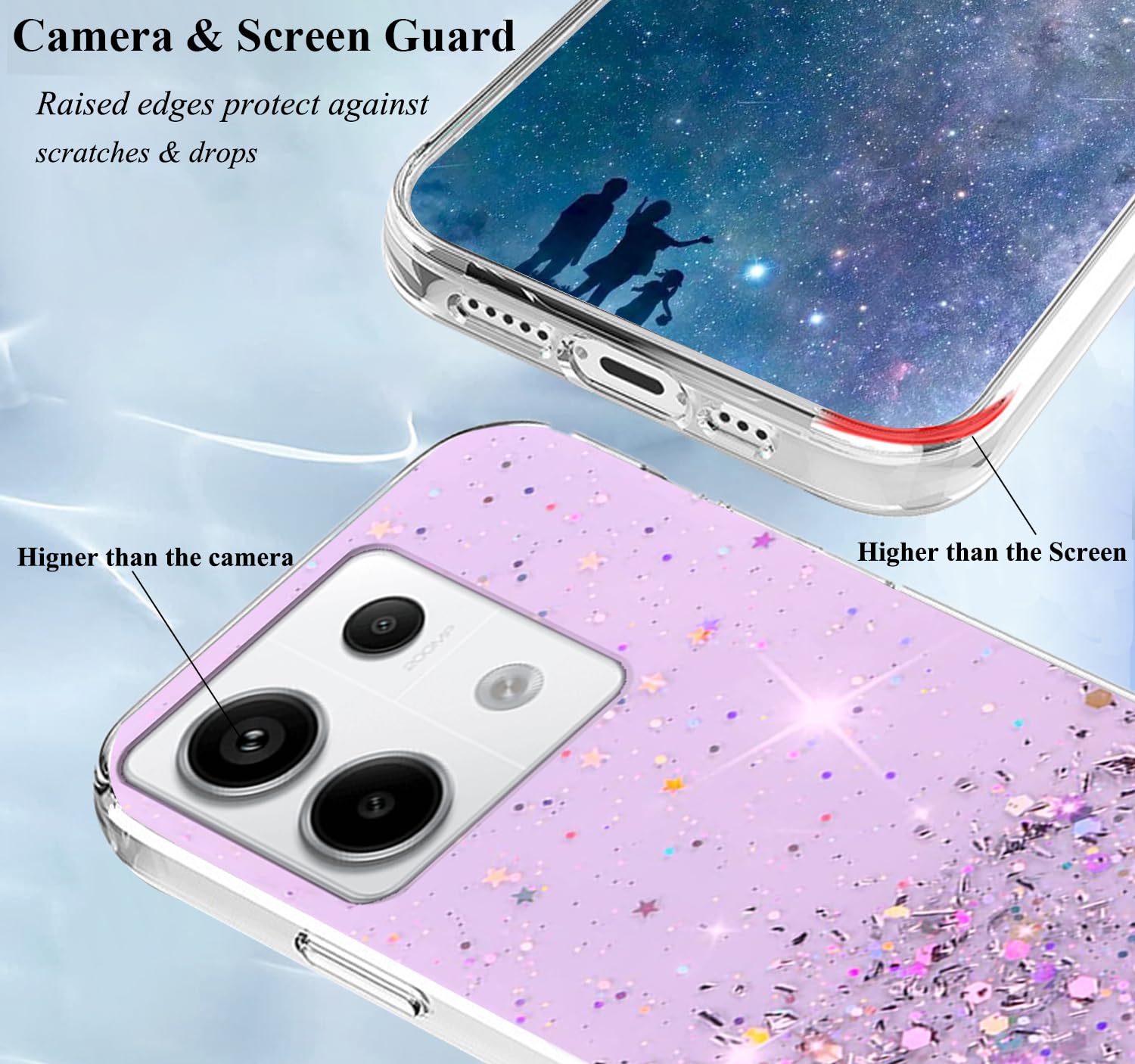 Yarxiawin Custodia per Xiaomi Redmi Note 11 Pro Silicone Morbido Rosa, Effetto Glitter per Xiaomi Redmi Note 11 Pro Cover Trasparente Sottile Fiore Antiurto Case Brillantini (Rosa