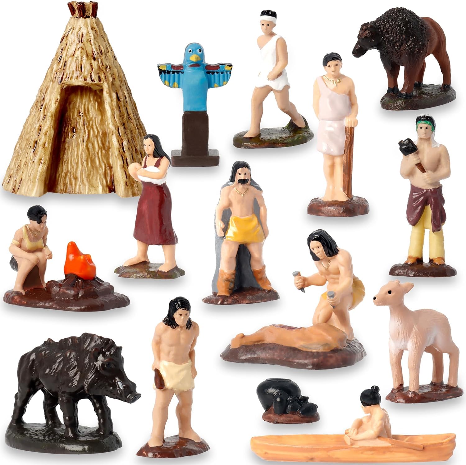 GW Box 15 Pcs American Indian Figurines Set